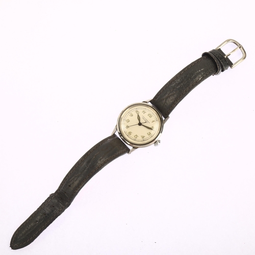 1011 - GIRARD-PERREGAUX - a stainless steel Sea-Hawk mechanical wristwatch, circa 1950s, silvered dial with... 