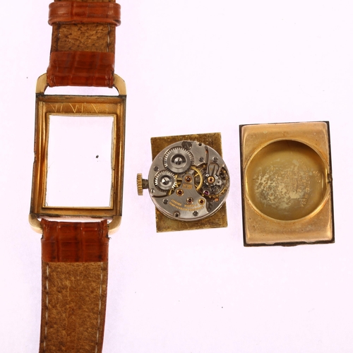 1013 - LONGINES - an American 10k gold filled mechanical wristwatch, circa 1930s, curved rectangular silver... 