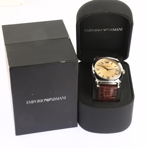 1025 - EMPORIO ARMANI - a stainless steel quartz wristwatch, ref. AR-0264, champagne dial with baton and Ro... 