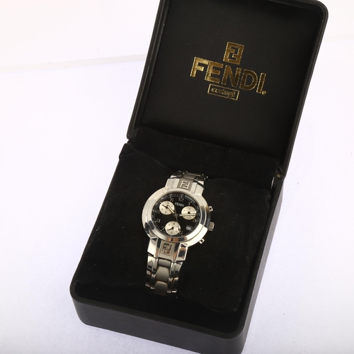 Fendi 4500g Stainless Steel Black Quartz Chronograph Men's Dial Watch