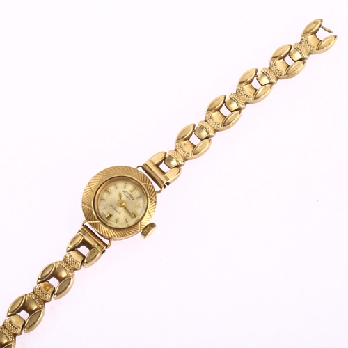 1036 - ROTARY - a lady's 9ct gold mechanical wristwatch, silvered dial with applied gilt baton hour markers... 