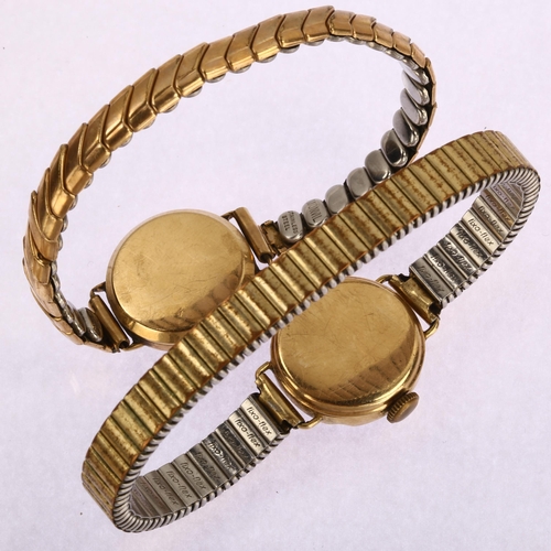1039 - 2 x lady's 9ct gold wristwatches, including Cyma example, not currently working, 44.5g gross (2)