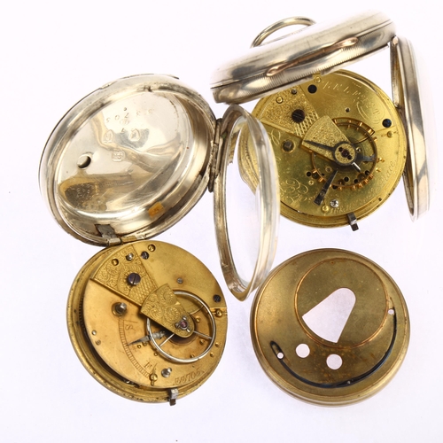 1050 - 2 x 19th century silver open-face key-wind pocket watches, including example by Cahoon Brothers of B... 