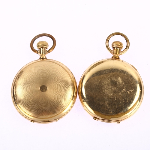 1051 - 2 Elgin gold plated full hunter pocket watches, case width 51mm, both working (2)