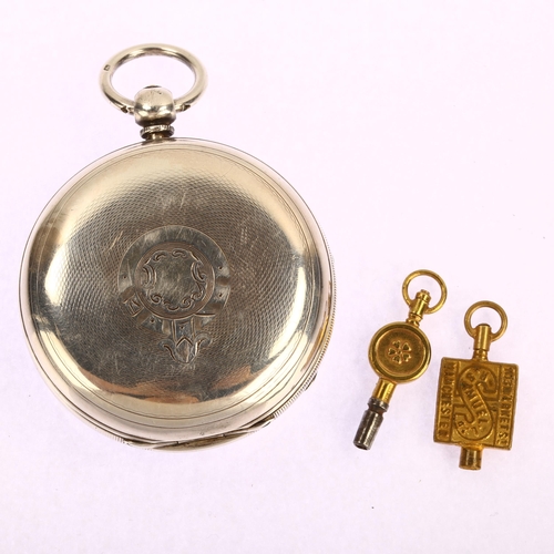 1052 - H SAMUEL - a 19th century silver open-face key-wind pocket watch, white enamel dial with Roman numer... 