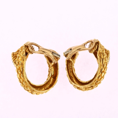 1102 - ATTRIBUTED TO BOUCHERON - a pair of 18ct gold diamond 'Serpent Boheme' clip-on earrings, set with mo... 