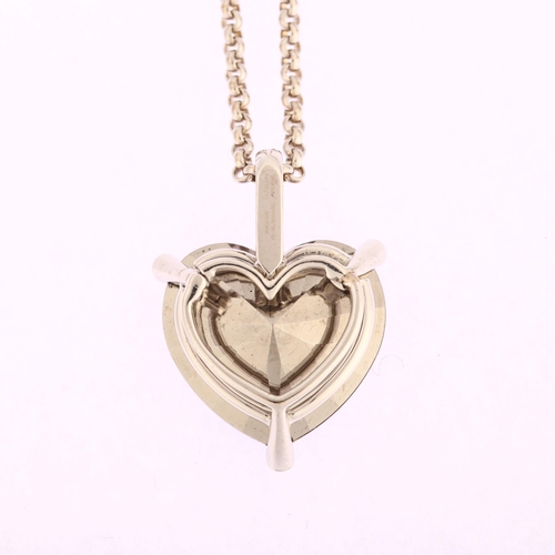 1111 - CHOPARD - an 18ct gold hematite and diamond heart pendant necklace, set with modern round brilliant-... 