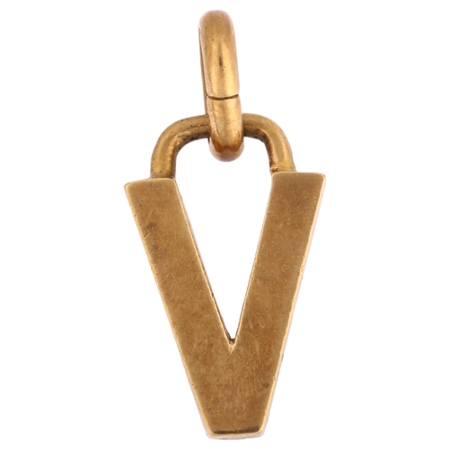 1133 - GUCCI - a late 20th century 9ct gold initial V charm/pendant, signed, maker's marks EJ Ltd, London 1... 