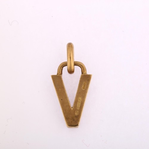 1133 - GUCCI - a late 20th century 9ct gold initial V charm/pendant, signed, maker's marks EJ Ltd, London 1... 