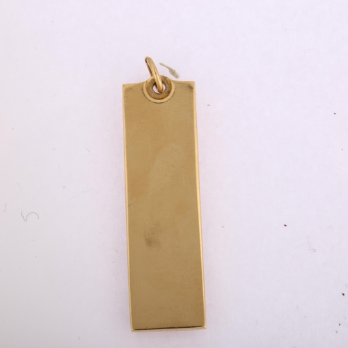 1134 - A late 20th century 9ct gold ingot pendant, maker's marks LHG, London 1978, height 47.6mm, 15g