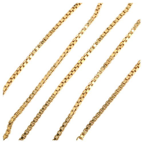 1135 - A late 20th century 9ct gold box link chain necklace, import London 1981, chain length 68cm, 17g