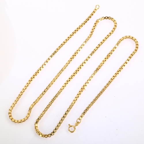 1135 - A late 20th century 9ct gold box link chain necklace, import London 1981, chain length 68cm, 17g