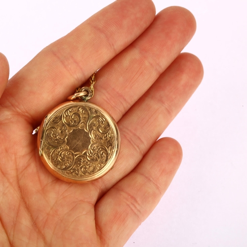 1137 - An early 20th century 9ct rose gold double-sided swivel locket pendant necklace, maker's marks MW&S,... 