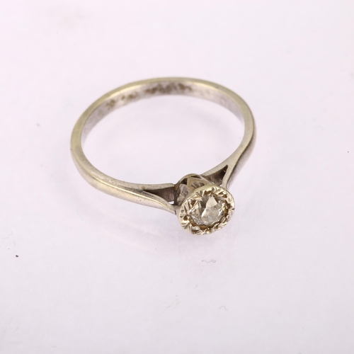 1145 - A mid-20th century 0.25ct solitaire diamond ring, unmarked white metal settings with illusion design... 