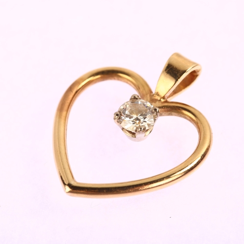 1150 - A modern diamond heart pendant, unmarked 9ct gold settings with 0.6ct modern round brilliant-cut dia... 