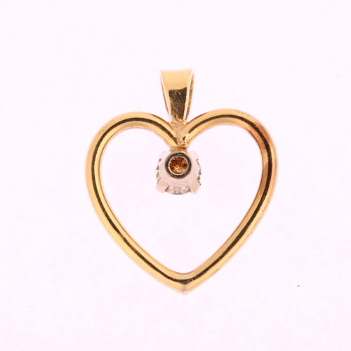 1150 - A modern diamond heart pendant, unmarked 9ct gold settings with 0.6ct modern round brilliant-cut dia... 