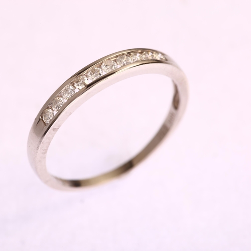 1198 - A modern 18ct white gold diamond half eternity ring, channel set with modern round brilliant-cut dia... 