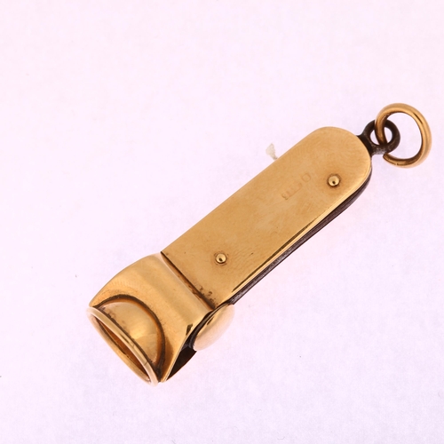 1201 - An early 20th century 9ct gold cigar cutter fob, maker's marks SB and S Ltd, hallmarks Birmingham 19... 