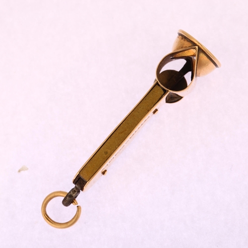 1201 - An early 20th century 9ct gold cigar cutter fob, maker's marks SB and S Ltd, hallmarks Birmingham 19... 