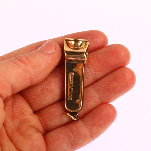 1201 - An early 20th century 9ct gold cigar cutter fob, maker's marks SB and S Ltd, hallmarks Birmingham 19... 