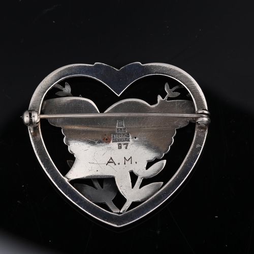 Basenji Heart hot brooch- sterling silver