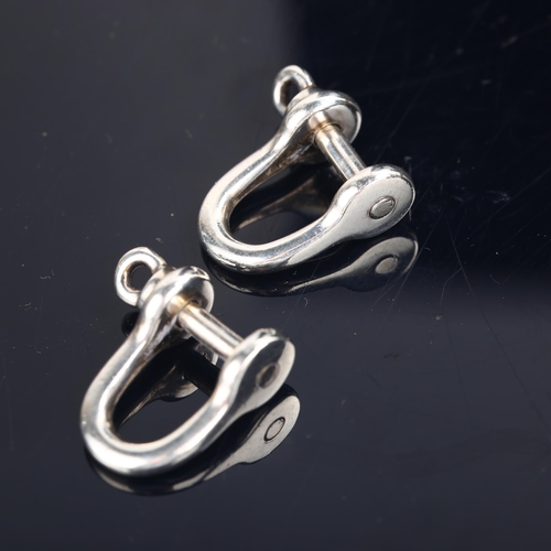 1247 - OLE LYNGGAARD - a pair of Danish modernist sterling silver shackle cufflinks, length 23.4mm, 17.4g