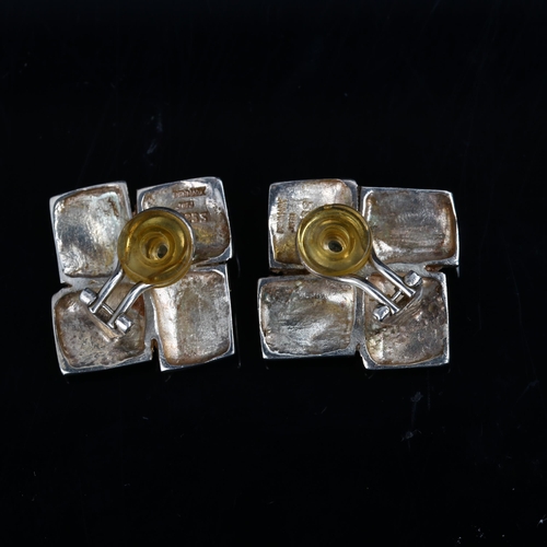 1269 - J G TOFTEGARD JENSEN - a pair of Danish modernist sterling silver geometric abstract clip-on earring... 