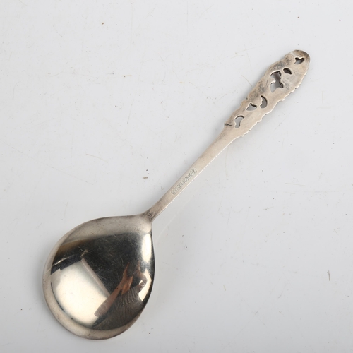 1463 - BRODRENE MYLIUS - an Art Deco Norwegian silver serving spoon, with pierced foliate handle, length 19... 