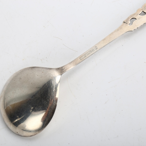 1463 - BRODRENE MYLIUS - an Art Deco Norwegian silver serving spoon, with pierced foliate handle, length 19... 