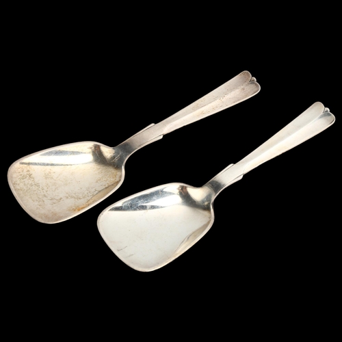 1472 - HANS HANSEN - a pair of Danish modernist sterling silver tea caddy spoons, length 12cm