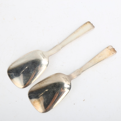 1472 - HANS HANSEN - a pair of Danish modernist sterling silver tea caddy spoons, length 12cm