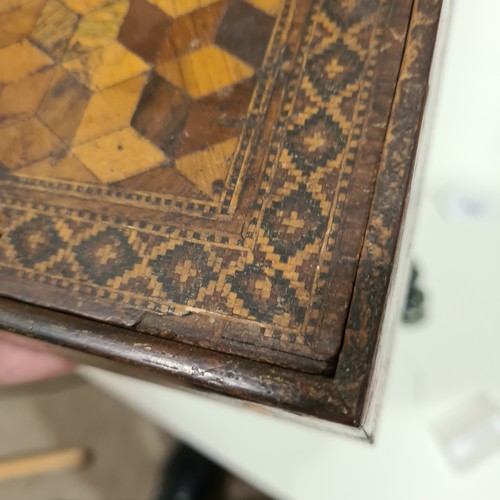 122 - 2 x 19th century Tunbridge Ware marquetry inlaid boxes, largest length 25cm, and a Regency penwork d... 