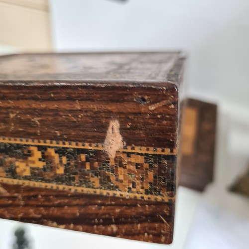 122 - 2 x 19th century Tunbridge Ware marquetry inlaid boxes, largest length 25cm, and a Regency penwork d... 