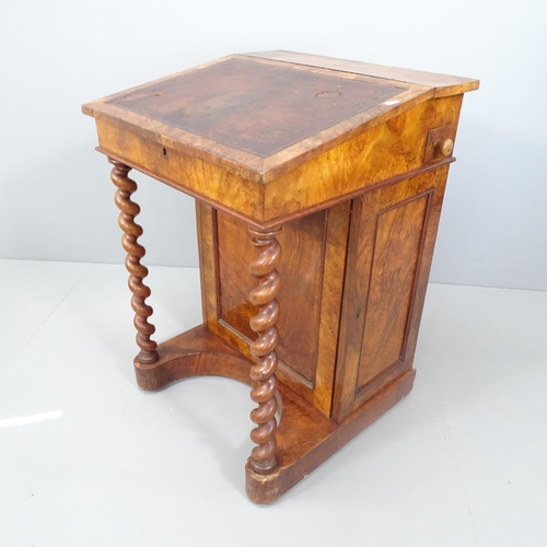 2116 - A 19th century burr walnut Davenport. 58x72x46cm.