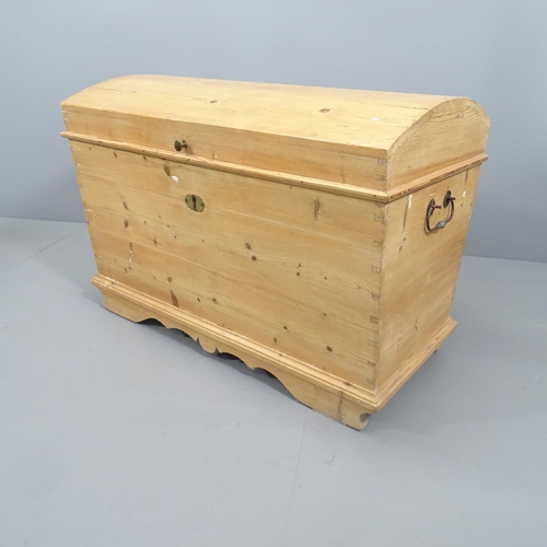 2138 - A continental pine dome top box. 100x72x58cm