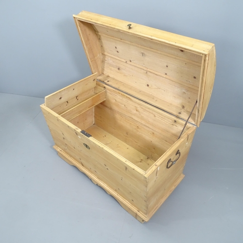 2138 - A continental pine dome top box. 100x72x58cm