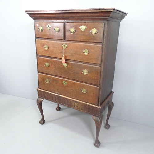 2152 - An 18th Century oak  five drawer chest on stand. 100x146x50cm, with key