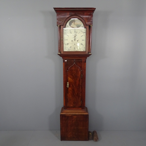 2155 - Stockell & Stuart, Newcastle - A George lll Mahogany and satinwood longcase clock, 13'' arch top dia... 