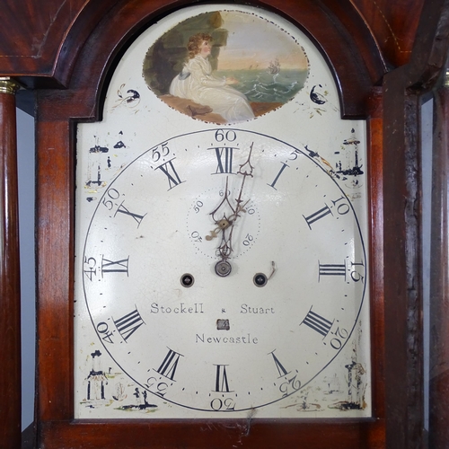 2155 - Stockell & Stuart, Newcastle - A George lll Mahogany and satinwood longcase clock, 13'' arch top dia... 