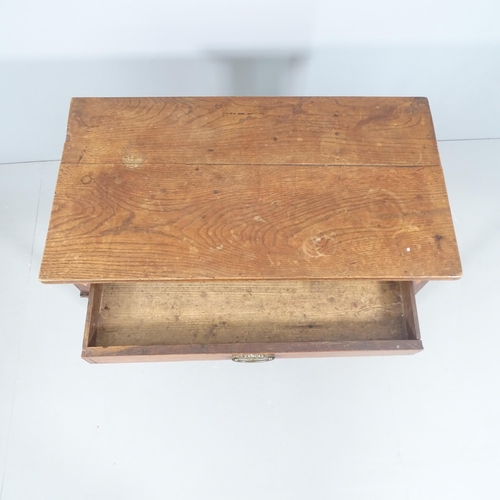 2160 - A George lll oak side table, with single freeze drawer and satinwood banding. 82x73x45cm