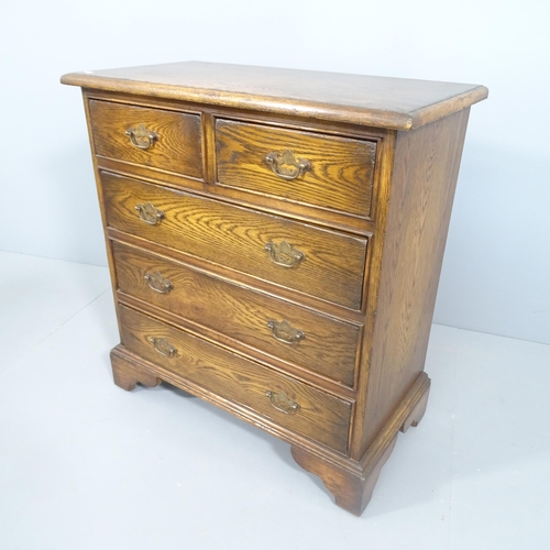 2170 - An antique oak chest of two short and three long drawers. 74x80x39cm.