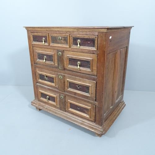 2214 - An antique oak Jacobean style chest of four drawers. 79x79x53cm