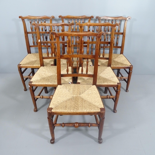 2236 - A set of six Lancashire oak spindle back dining chairs