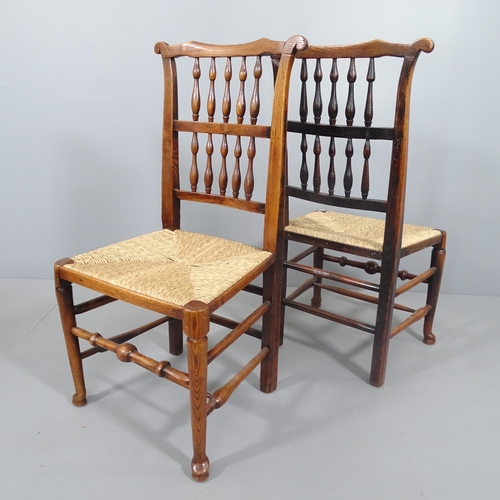 2236 - A set of six Lancashire oak spindle back dining chairs