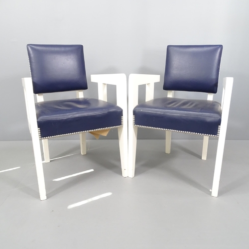 2009 - ANDRE SORNAY - a pair of mid-century French Art Deco design armchairs with later painted finish and ... 