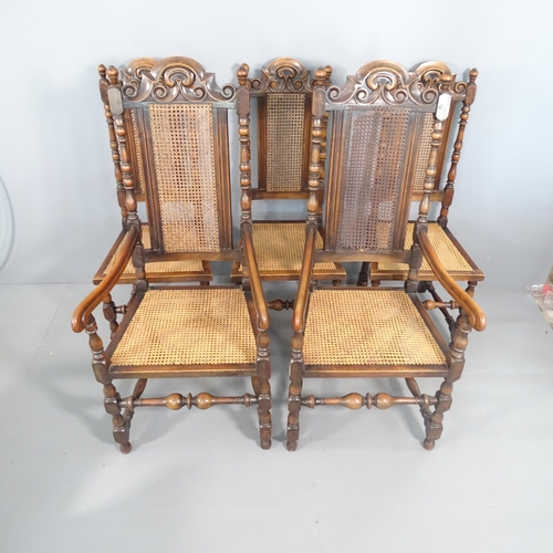 2254 - A set of 5 Carolean style chairs with cane seats (3+2).