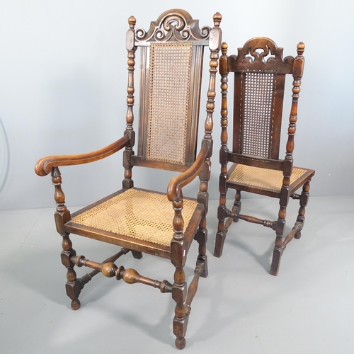 2254 - A set of 5 Carolean style chairs with cane seats (3+2).