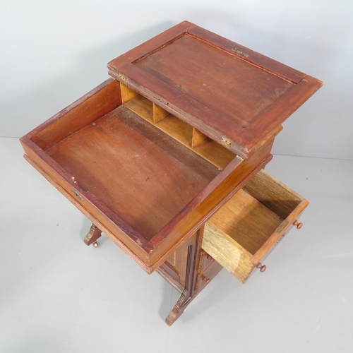 2258 - An Edwardian mahogany and satinwood inlaid Davenport with 3 drawers. 56x80x55cm.