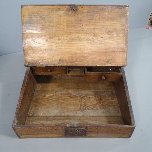 2267 - An antique oak bible box with fitted interior. 59x22x50cm