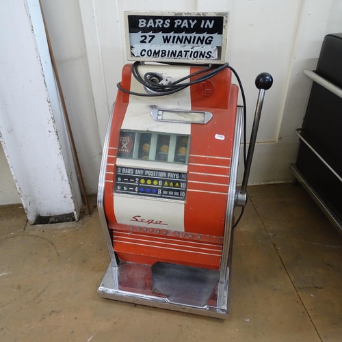 2287 - A 1960s Sega Copper Star One Arm Bandit penny arcade slot machine.